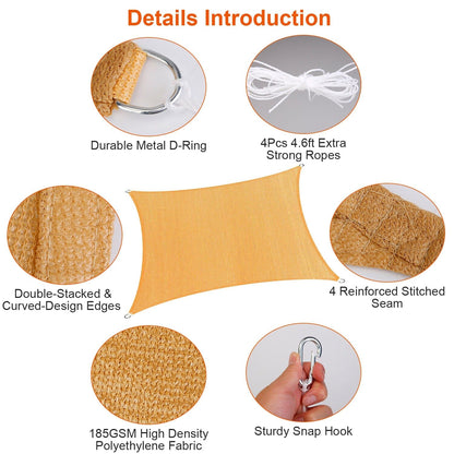 Skorter | 98% UV Blockers Awning Hide Rectangular Shade Sail Top Canopy