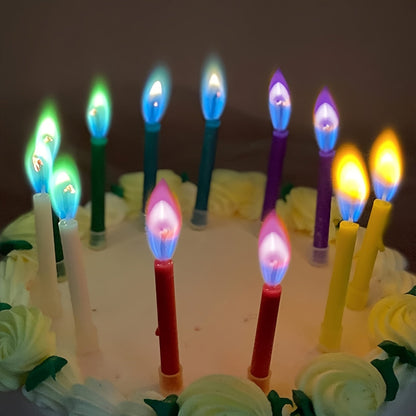 Skorter | Colorflame Birthday Candles With Stand – Vivid Colors For Birthday, Anniversary, Wedding And Celebrations