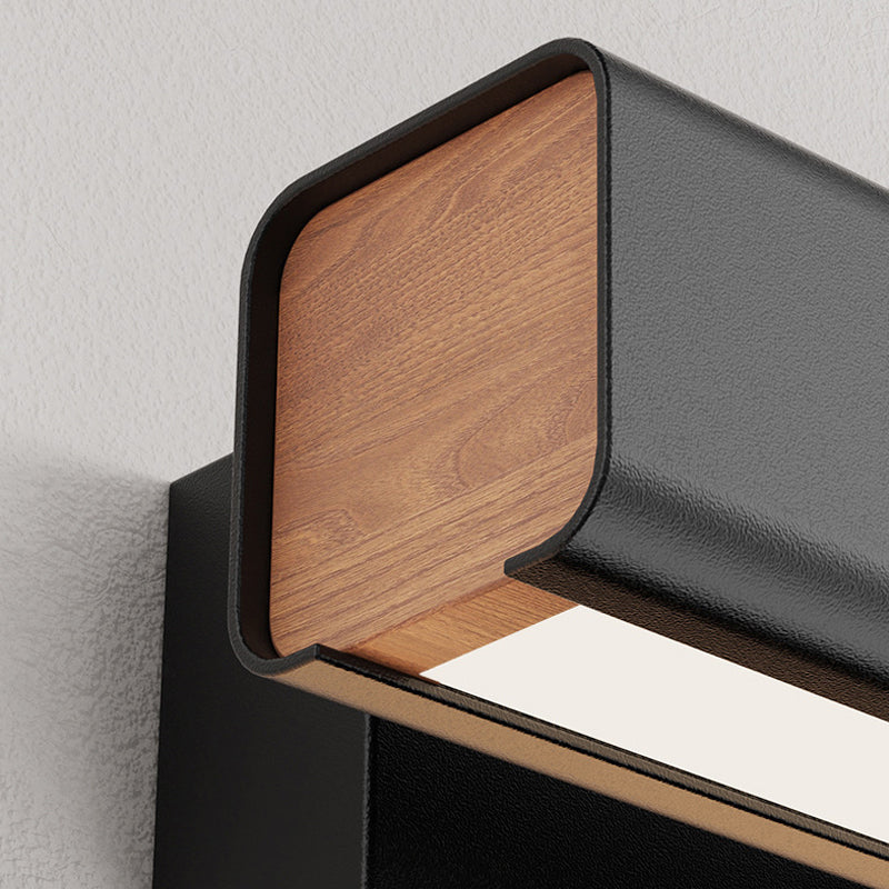 Skorter | Aqsa Modern LED Wall Lamp Indoor Reversible Rectangular Metal/Wood Living Room