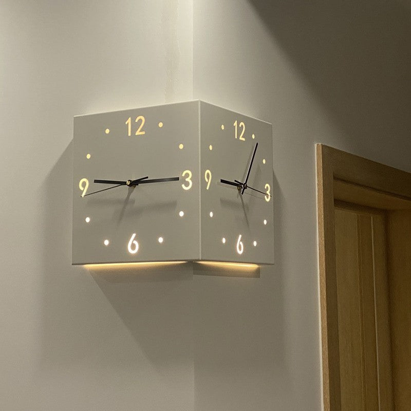 Skorter | New living room corner double-sided luminous creative clock wall lamp
