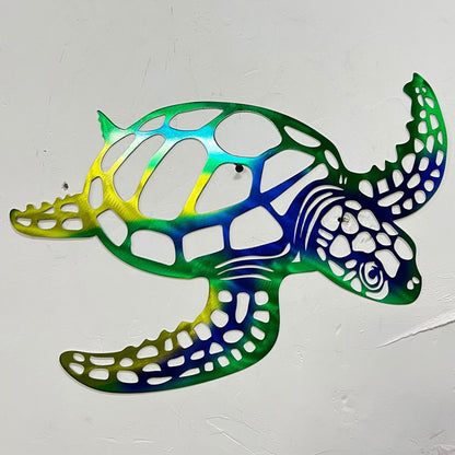 Skorter | 1 pcs Metallic Sea Turtle Wall Art - Handmade Coastal Charm for Indoor Living Room Decor - Nautical Beach Theme Artistic Accent