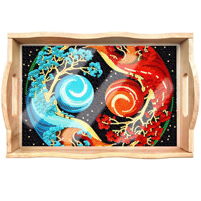 Skorter | DIY Diamond Painting Wooden Tray Food Tray with Handle Living Room Decoration Mandala Wooden Tray Kit