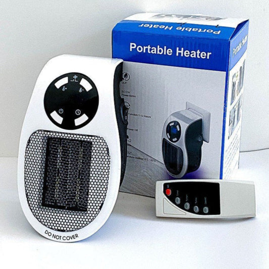Skorter | 500W Room Heater - LED Display Wall Socket Electric Plug with Adjustable Thermostat & Timer