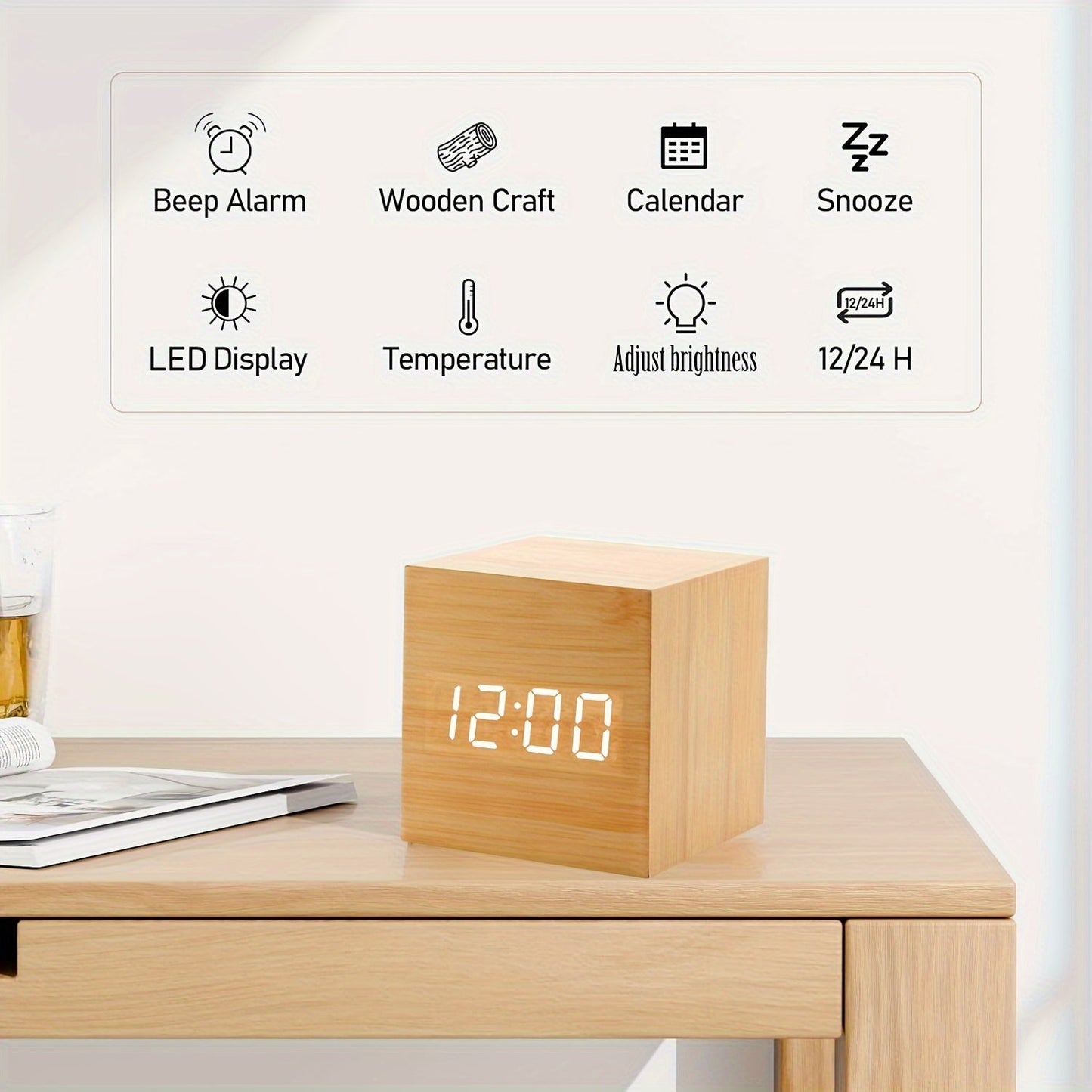 Skorter | WoodTime - Wooden Alarm Clock with LED Display