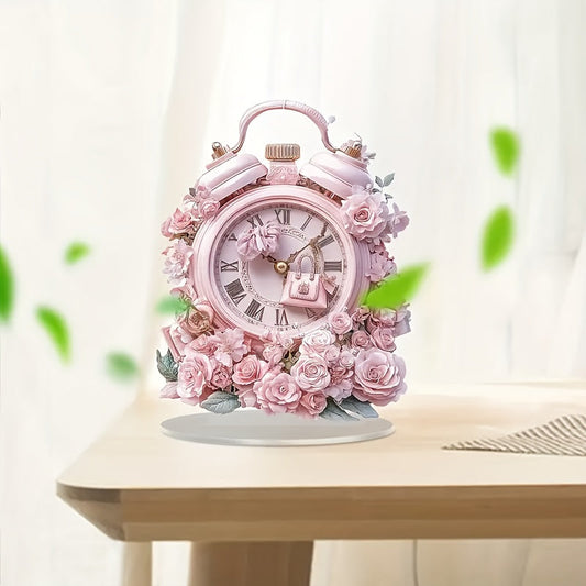 Skorter | BohoTime - Pink Flower Clock with Acrylic Display