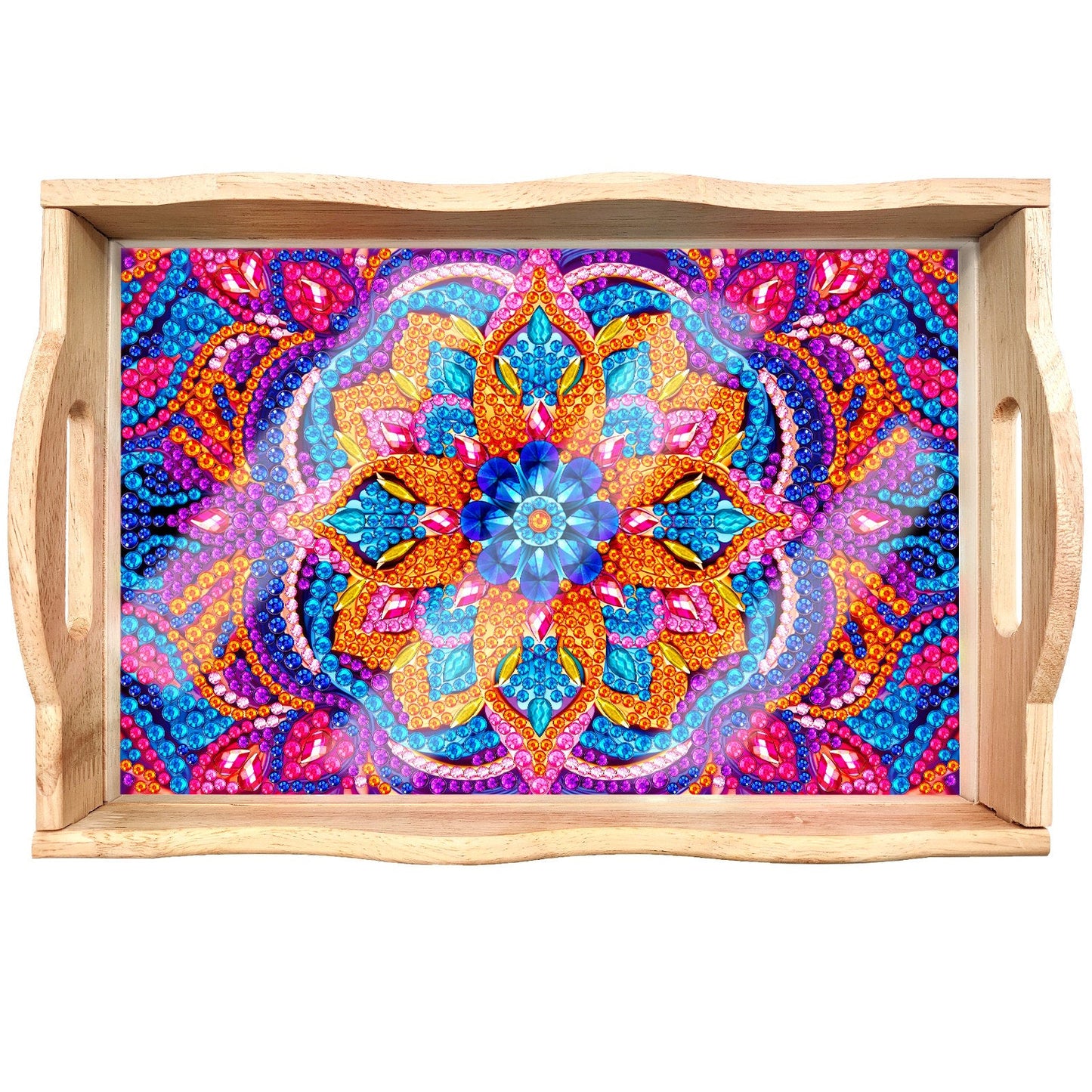 Skorter | DIY Diamond Painting Wooden Tray Food Tray with Handle Living Room Decoration Mandala Wooden Tray Kit