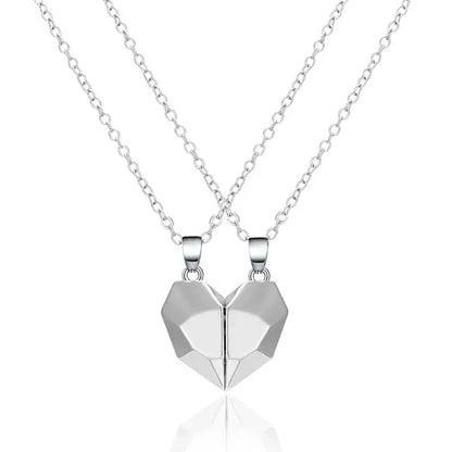 Skorter | 2 Pieces Magnetic Heart Couple Necklace for Women. Pullover Necklace for Best Friends, Lovers & Wedding Gift Jewelry