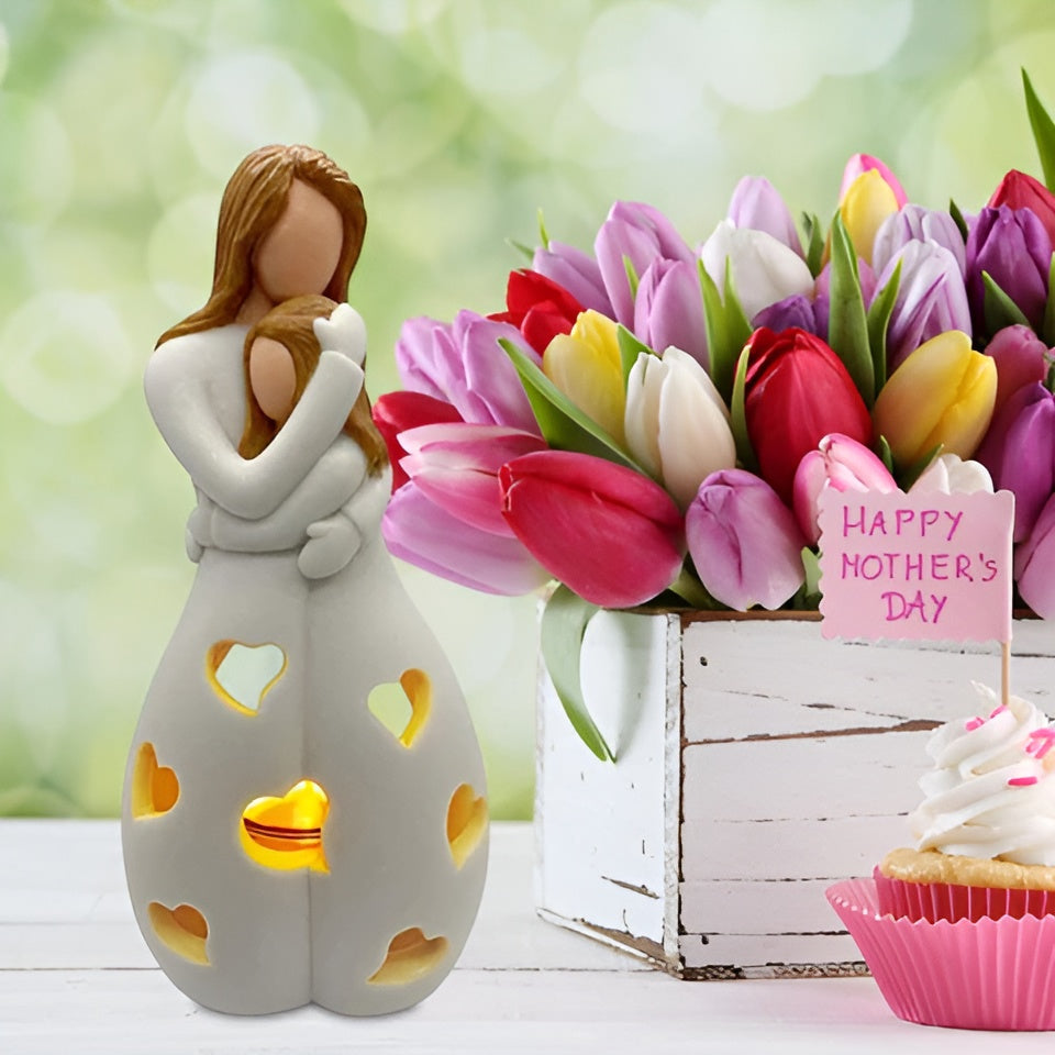 Skorter | Embracing Mother Daughter Figure Flickering Candle Holder - LoveGlow