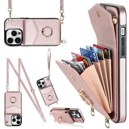 Skorter | Leather Wallet Case with Ring & Lanyard for iPhone