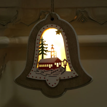 Skorter | 2 Pieces Wooden Modern Hanging Ornaments with Button Battery