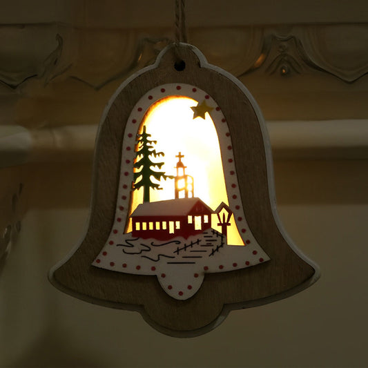 Skorter | 2 Pieces Wooden Modern Hanging Ornaments with Button Battery