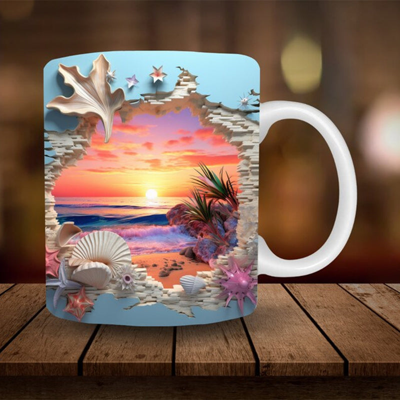 skorter | 3d Ocean Beach Breakthrough Theme Coffee Mug