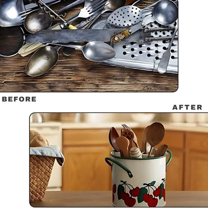 Skorter | Floral Utensil Storage Basket with Divider Lid