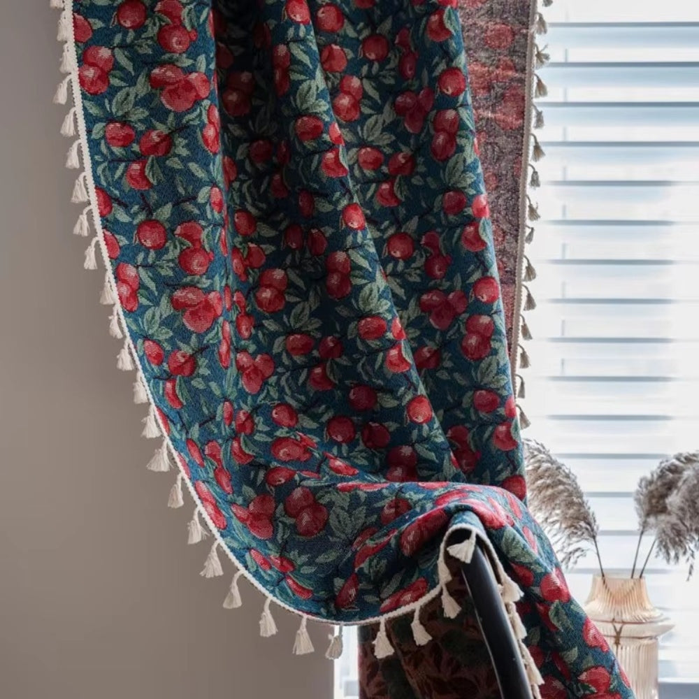 Skorter | Cherry Bloom Botanical Tassel Curtain