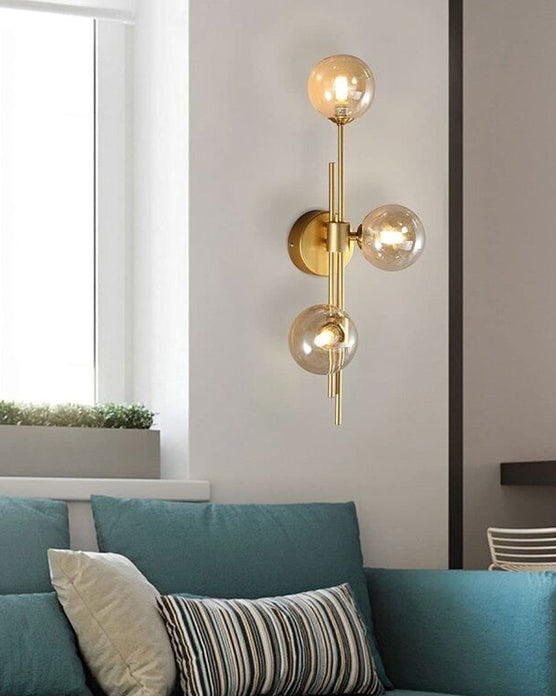 Skorter | 3 Head Glass Ball Wall Lamp - Amber