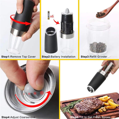 skorter | Automatic Electric Gravity Induction Salt and Pepper Mill