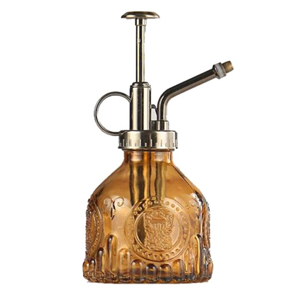 Skorter | Embossed glass bottle with metal nozzle – Plant sprayer for flower watering in vintage design