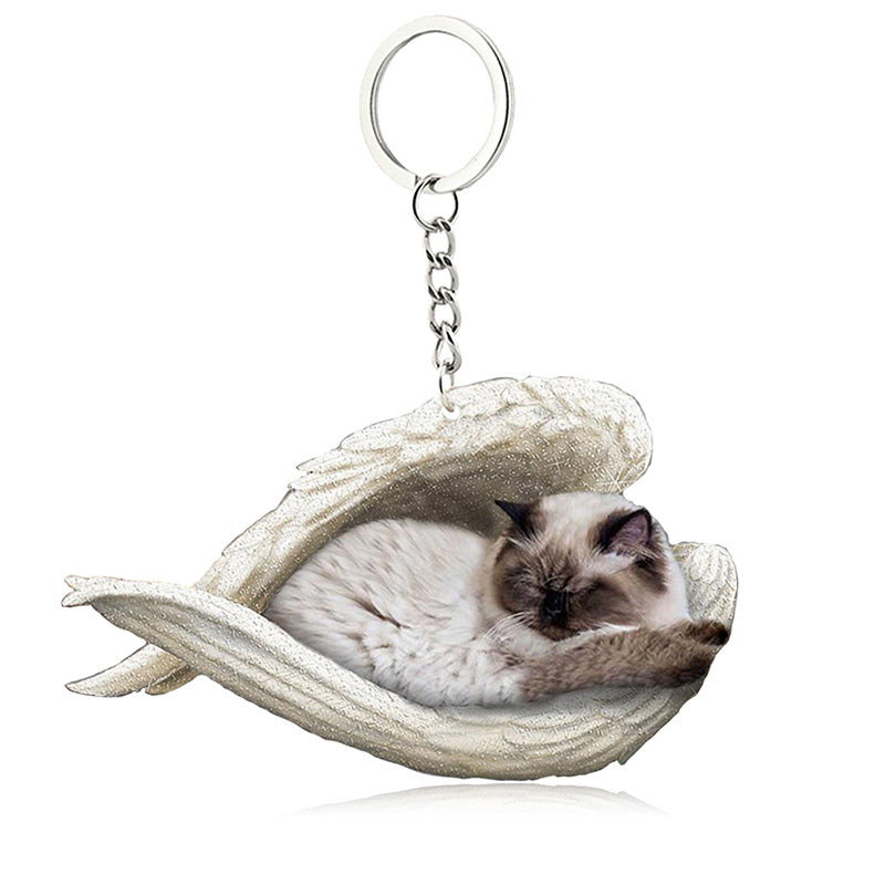 Skorter | Acrylic Cat Angel Keychain