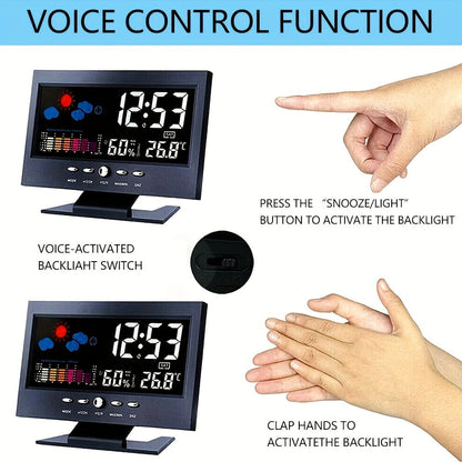 Skorter | TimeSense - Digital Alarm Clock with Calendar, Thermometer, and Snooze
