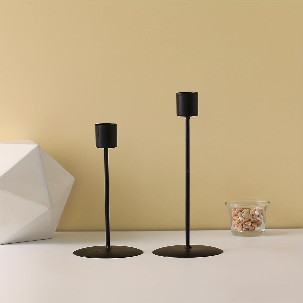 Skorter | 2 Pieces Metal Candle Holders – Table Decoration for Dinner, Wedding, and Holidays