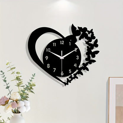 Skorter | Silent Heart-Shaped Acrylic Wall Clock - Frameless Love Design for Living Room, Bedroom & Office