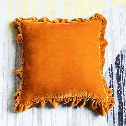 Skorter | Suede Solid Color Pillowcase with Ruffled