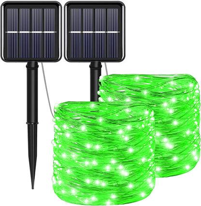 Skørter | July 4 patriotic home decorations outdoor lights - Red White Blue solar string lights, 2-pack each 100 LED 33 feet
