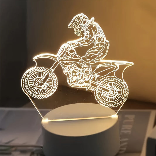 Skorter | MotoLamp - 3D LED Night Light Motocross Theme, USB-powered Ambient Lighting
