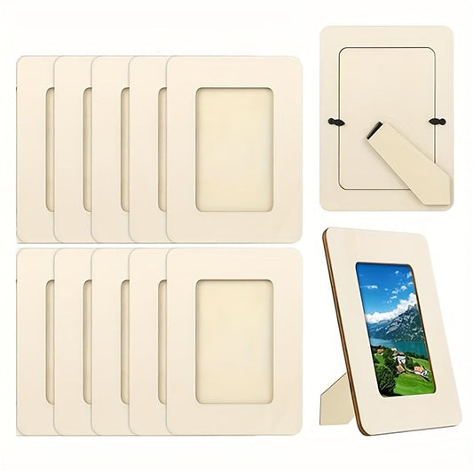 Skorter | 10 pcs 5-inch Wooden Photo Frames - DIY Handmade in Modern Style, 12.45x17.02 cm, Table Decoration, Perfect for Family Memories and Home Decor