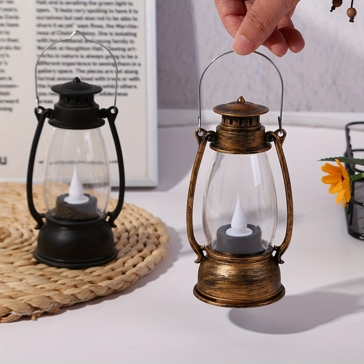 Skorter | NostalgicLight - Charming LED Kerosene Style Lamp with Batteries, Nostalgic Yellow Flame