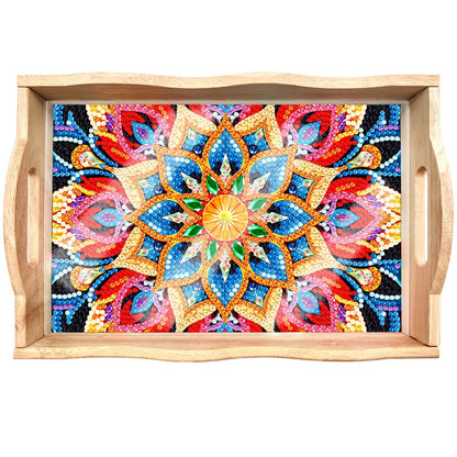 Skorter | DIY Diamond Painting Wooden Tray Food Tray with Handle Living Room Decoration Mandala Wooden Tray Kit