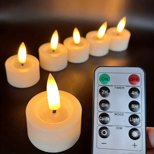 Skorter | Pack of 6 LED tea lights with remote control – Romantic, flashing lights for Valentine's Day