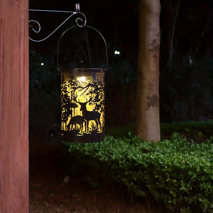 Skorter | LumiLicht - Solar Energy Iron Lantern with Deer and Forest Pattern
