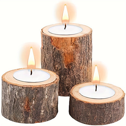 Skorter | 3-piece Set in Wood Candle Holders - 2.5 + 4.2 + 7cm