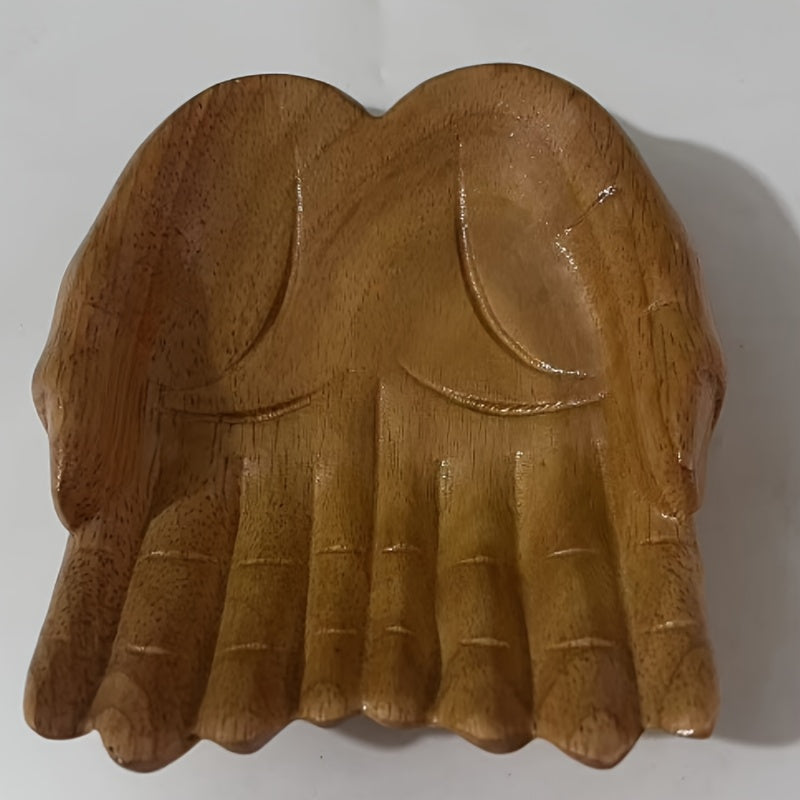 Skorter | CrystalWood - Wooden Hand Bowl with Crystal Accents for Dresser Organization