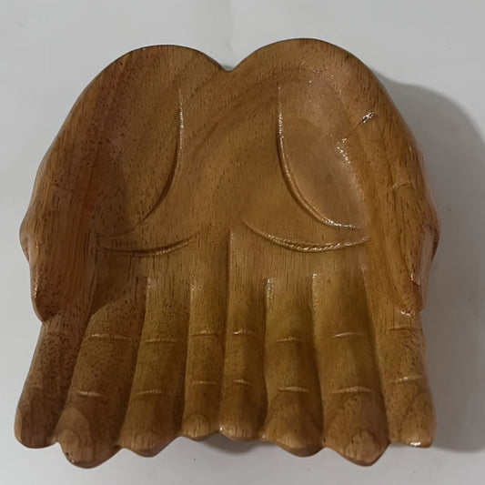 Skorter | CrystalWood - Wooden Hand Bowl with Crystal Accents for Dresser Organization