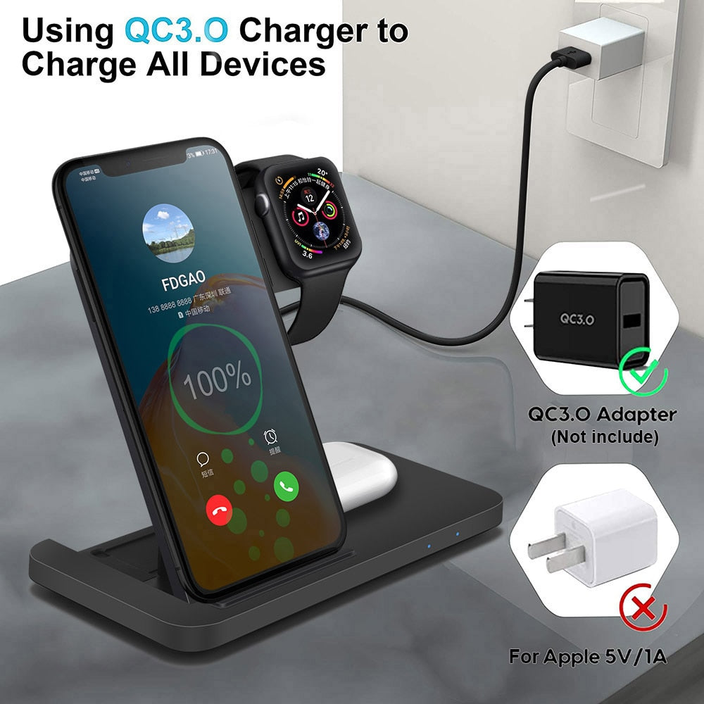 Skorter | 3 in 1 charger for iPhones, Apple Watch & Airpods