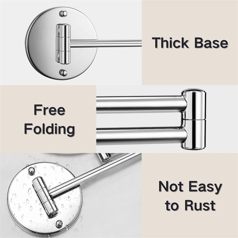 Skorter | Rechargeable Wall Mounted Shaving Mirror | 360° Rotation. 1X/10X Magnification & Adjustable LED Lighting for Bathroom Use