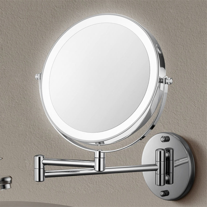 Skorter | Rechargeable Wall Mounted Shaving Mirror | 360° Rotation. 1X/10X Magnification & Adjustable LED Lighting for Bathroom Use