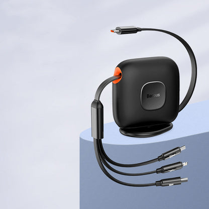 Skorter | 3-in-1 Retractable Rotatable Charging Cable, with Lightning, Type-C & Micro, for Phone & Tablets