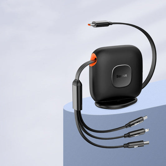 Skorter | 3-in-1 Retractable Rotatable Charging Cable, with Lightning, Type-C & Micro, for Phone & Tablets