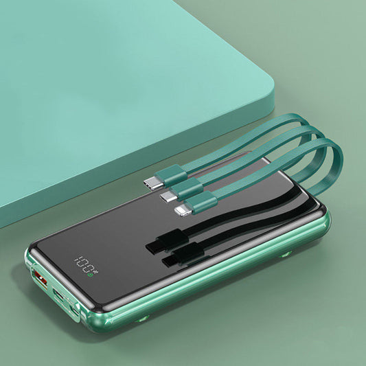 Skorter | 10000mAh Power Bank, with Built-in Charging Cables, 4 Outputs and 3 Inputs, 22.5W/PD18W Fast Charging