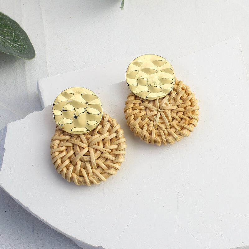 Skorter | Tropical Vibe Handmade Rattan Wooden Statement Earring Collection