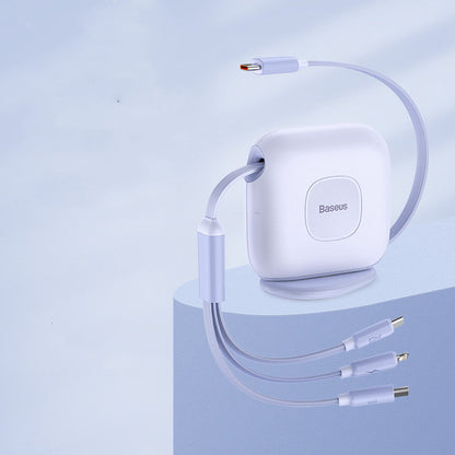 Skorter | 3-in-1 Retractable Rotatable Charging Cable, with Lightning, Type-C & Micro, for Phone & Tablets