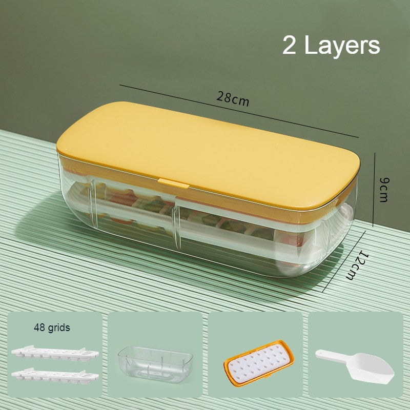 Skorter | 2-Tier 48 Grids Ice Cube Tray, with Clear Ice Cube Storage Box