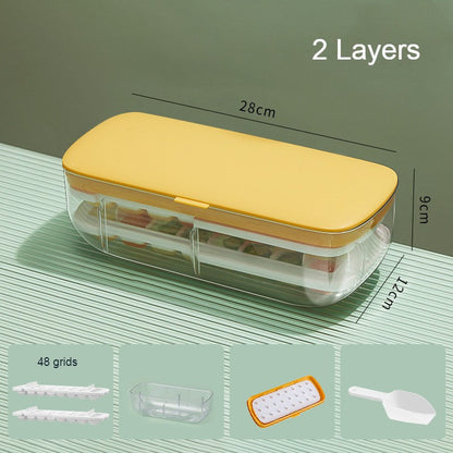 Skorter | 2-Tier 48 Grids Ice Cube Tray, with Clear Ice Cube Storage Box