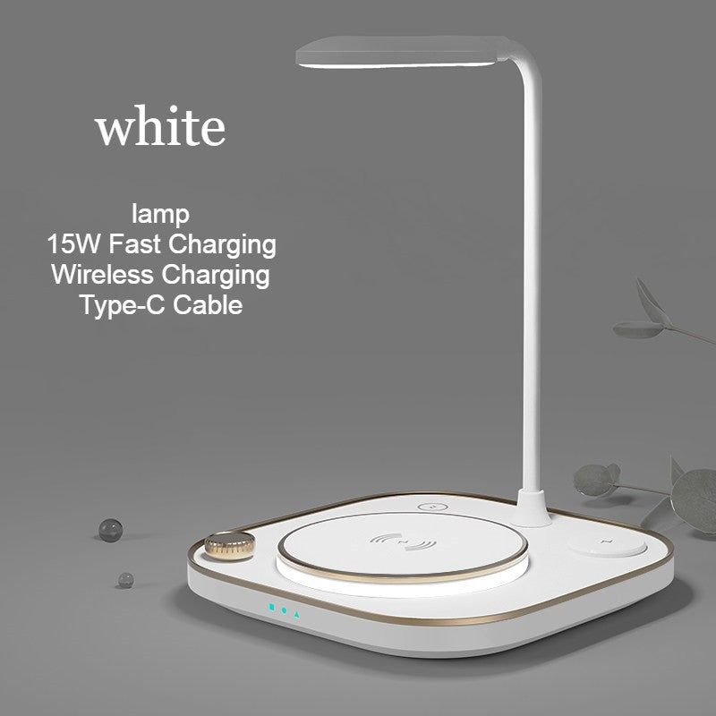 Skorter | 5-in-1 Desktop Lamp with 3 Wireless Charging Modules & Adjustable Light, for Home & Office
