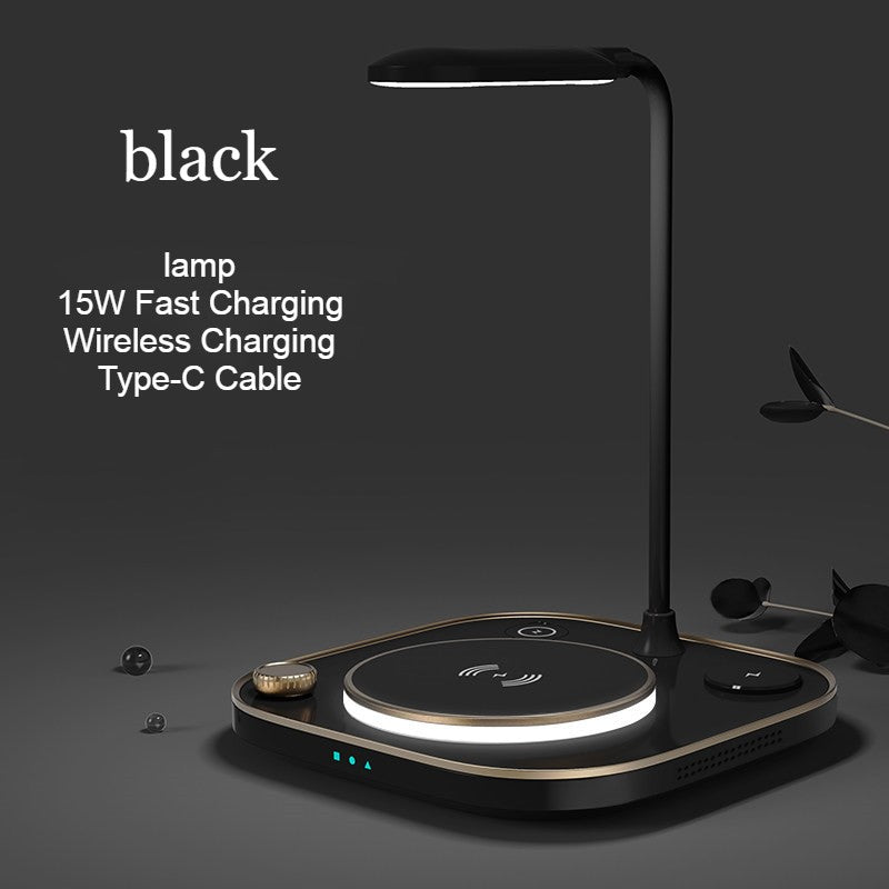 Skorter | 5-in-1 Desktop Lamp with 3 Wireless Charging Modules & Adjustable Light, for Home & Office