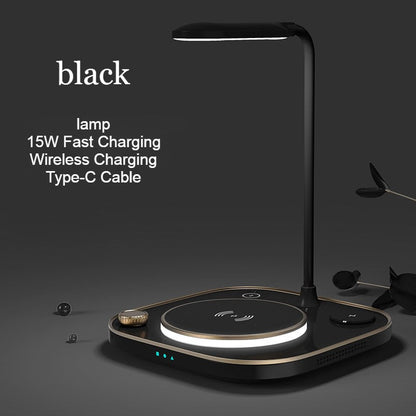 Skorter | 5-in-1 Desktop Lamp with 3 Wireless Charging Modules & Adjustable Light, for Home & Office