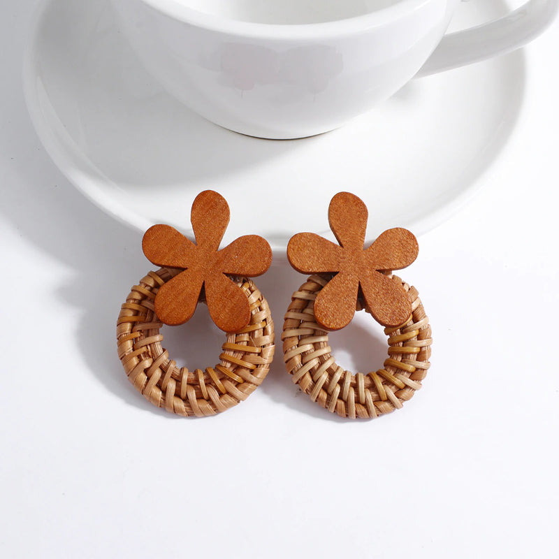 Skorter | Tropical Vibe Handmade Rattan Wooden Statement Earring Collection